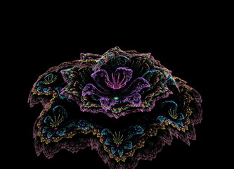 Obraz premium abstract fractal flower on black background