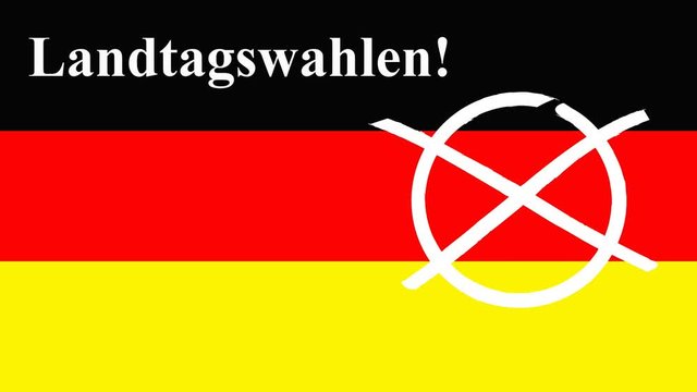Landtagswahl mit animiertem Wahlkreuz und deutscher Flagge in Mecklenburg-Vorpommern