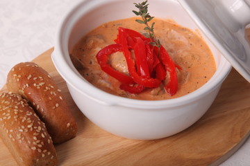 rich soup with pepper