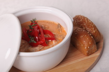 rich soup with pepper