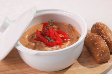 rich soup with pepper