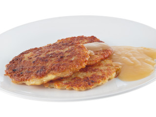 fried potato pancakes with apple mousse