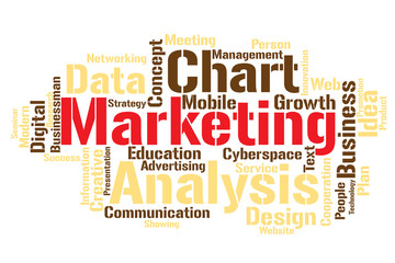 Marketing word cloud. Vector.