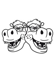 Obraz premium team buddies 2 couple duo head face nerd geek smart freak stupid pimple zahnspange hornbrille funny hippo happy