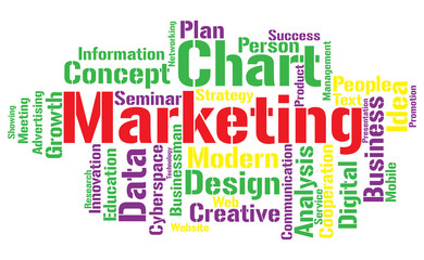 Marketing word cloud. Vector.