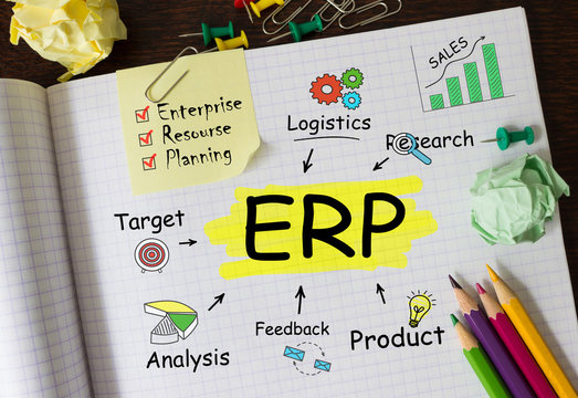 Notebook with Toolls and Notes about ERP,concept