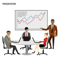 Business People Group Presentation Flip Chart Finance