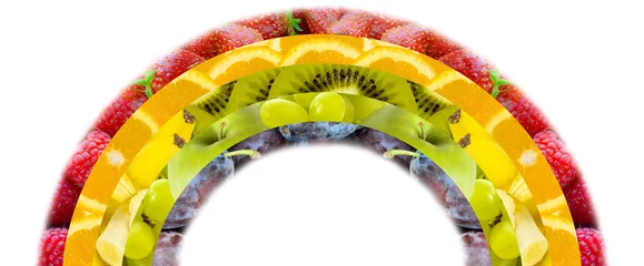 Kissenbezug Fruits collage rainbow isolated on white banner © Soho A studio