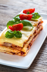 Fototapeta na wymiar Portion of classic lasagne