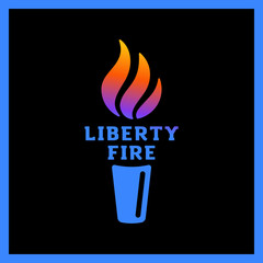 Vector torch icon. Hot flame, power flaming, glow triumph illustration. Liberty 
