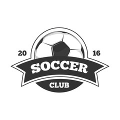 Vector soccer logo, badge template isolated in black white