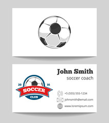Soccer coach business card template with logo