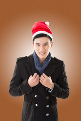 young man with christmas hat
