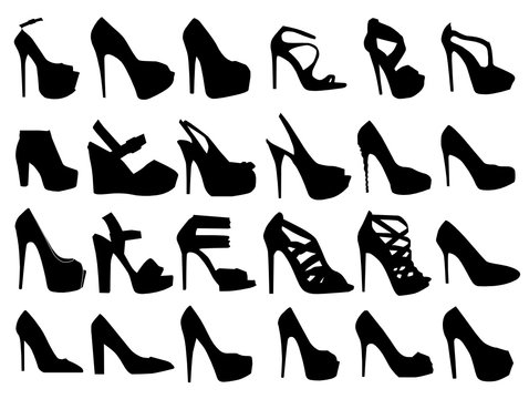 Set of woman shoe silhouettes