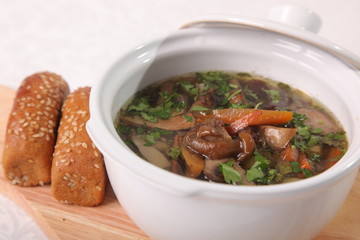mushroom soup in Russian style
