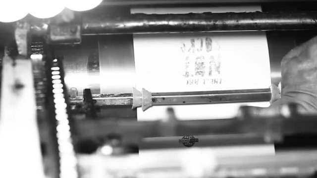 Printing Press in Print Shop in Black and White