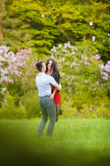 Fototapeta premium happy couple on the field