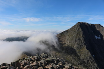 View of Carn Mor Dearg Arete covered in cloud © Creative Landscapes