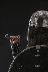 Fototapeta na wymiar Mongol warrior in armour