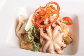 seafood salad and Octopus