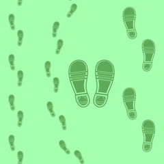 Clean Shoe Imprints Seamless Pattern Isolated on Green Background