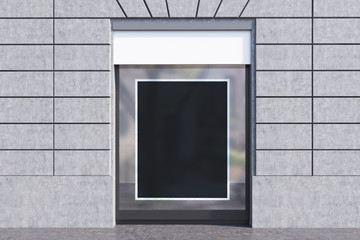Obraz na płótnie Canvas Shop window with black vertical poster