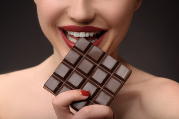 Joyful girl enjoying sweet food