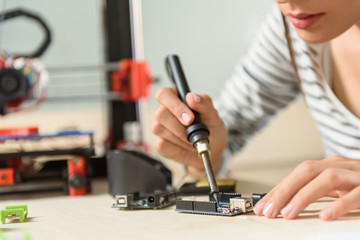 Professional female engineer designing 3d technology