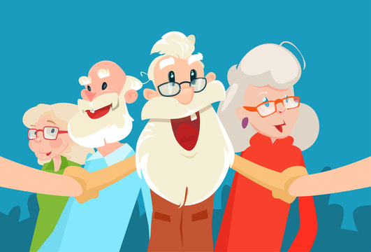 Senior People Group Grandparents Selfie Photo