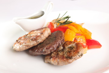 pork steaks with vegetables