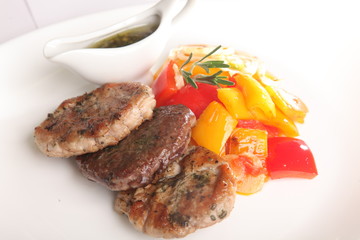 pork steaks with vegetables