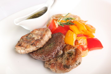 pork steaks with vegetables