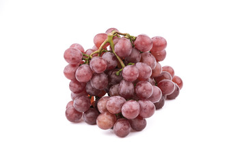Bunch of red grapes , fresh with water drops. Isolated on white