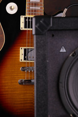 Fototapeta premium Electric Guitar and Amplifier Vintage Close Up. All for Rock.