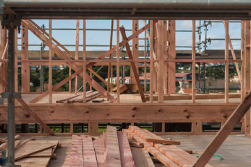 board on the construction site of a private house