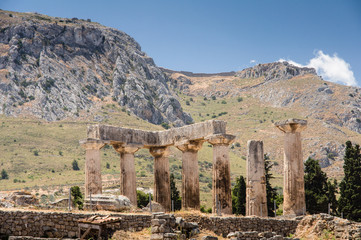 Ruins of Appollo temple, ancient Corinth, Greece