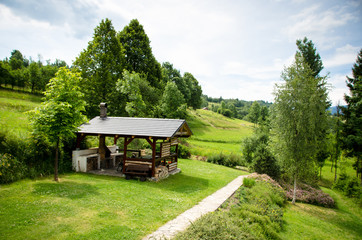 Log Shelter with seating 