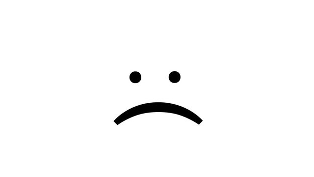 User types sad plain text emoticon. Unhappy customer concept.