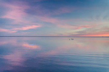 beautiful sunset over lake, simple wallpaper background
