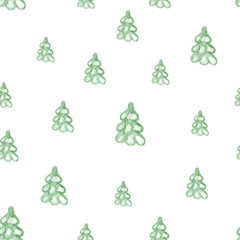 watercolor seamless pattern with Christmas tree for winter holidays design