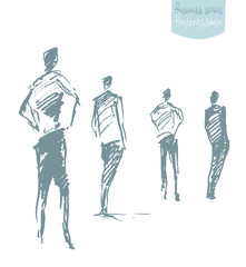 Set standing businessman concept vector sketch