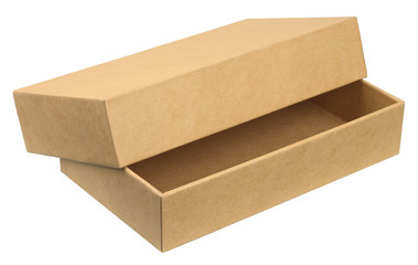 Smartphone packing box is made from recycled material, environmentally friendly. Object is isolated on white background without shadows.