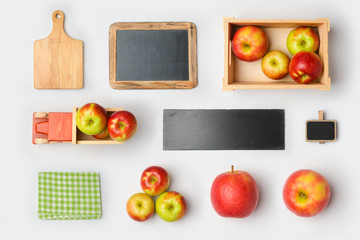 Apple products mock up branding template. View from above. Flat lay