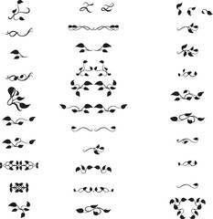 Retro text dividers with leaves set