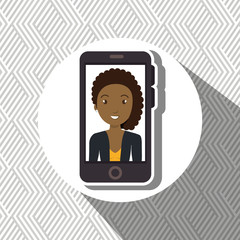 woman girl smartphone icon vector illustration design