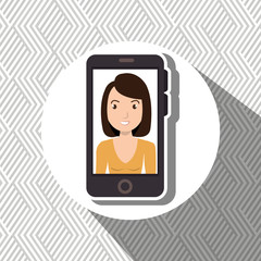 woman girl smartphone icon vector illustration design