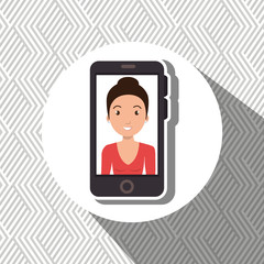 woman girl smartphone icon vector illustration design