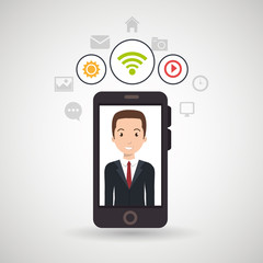 man cellphone wifi connection vector illustration eps10