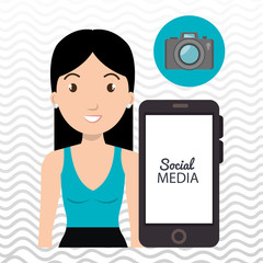 woman social media apps vector illustration eps10