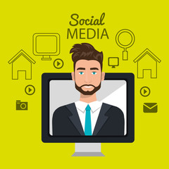man social media apps vector illustration eps10